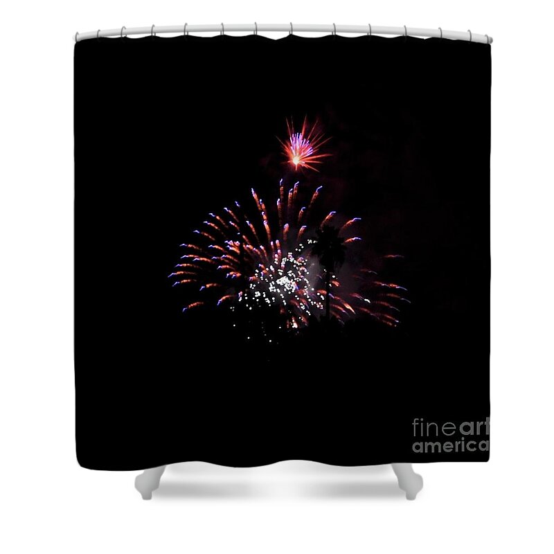 Red Shower Curtain featuring the photograph Firework by Bridgette Gomes