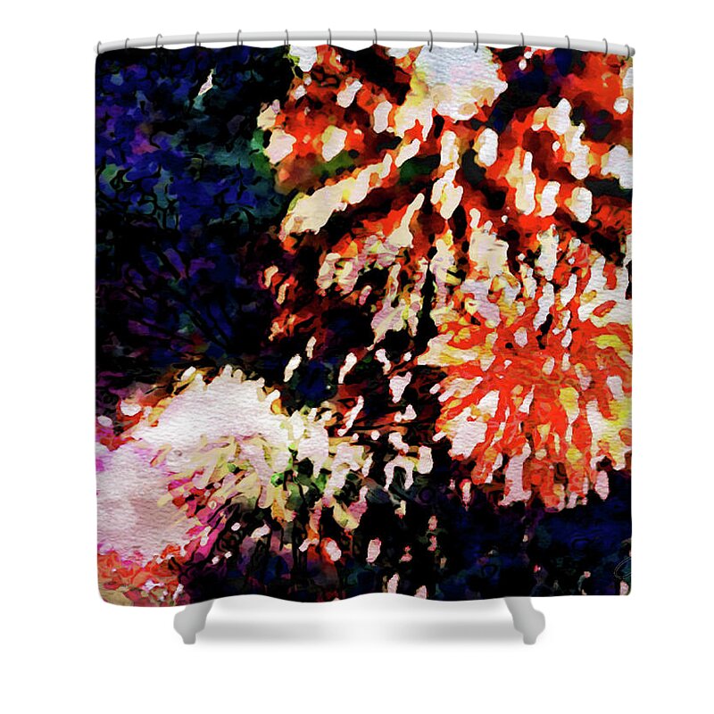Fireworks Shower Curtain featuring the painting Fireworks 2 by Joan Reese