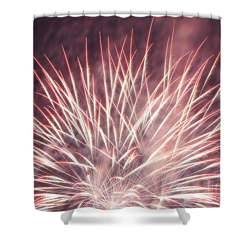 Fireworks Shower Curtain featuring the photograph Fireworks by Robert E Alter Reflections of Infinity