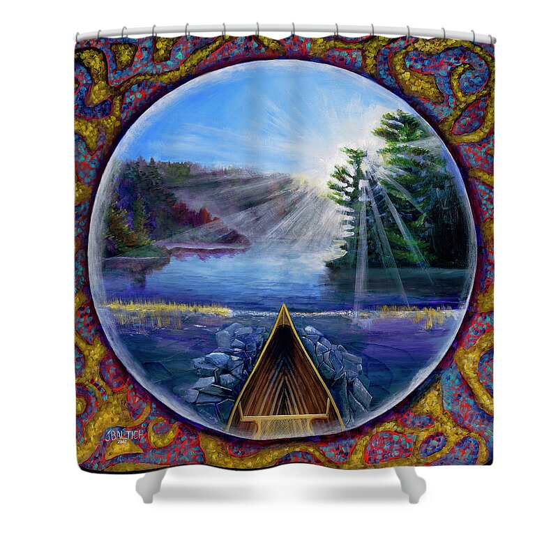 First Ice Shower Curtain featuring the painting First Ice by Joe Baltich