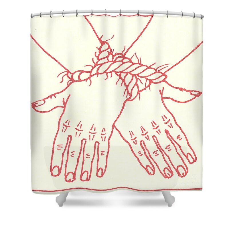 Stations Of The Cross Shower Curtain featuring the drawing FIRST STATION- Jesus is condemned to death by William Hart McNichols
