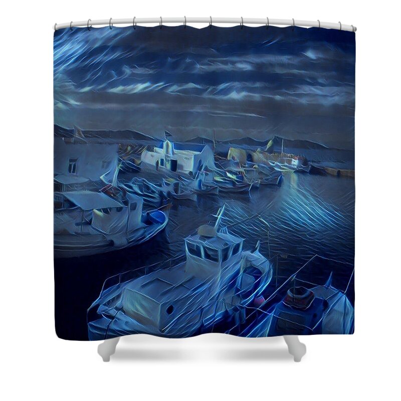 Colette Shower Curtain featuring the photograph Fish harbour Paros Island Greece by Colette V Hera Guggenheim