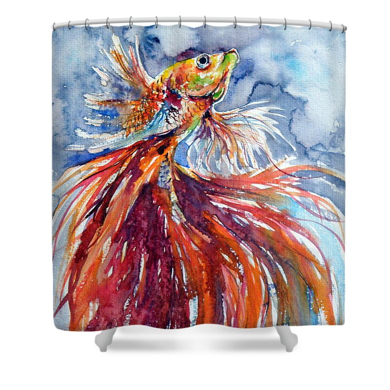 Fish Shower Curtain featuring the painting Fish III by Kovacs Anna Brigitta