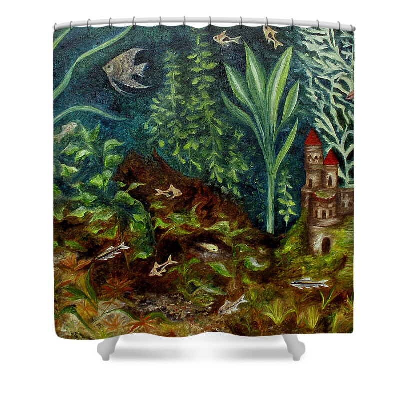 Aquarium Shower Curtain featuring the painting Fish Kingdom by FT McKinstry