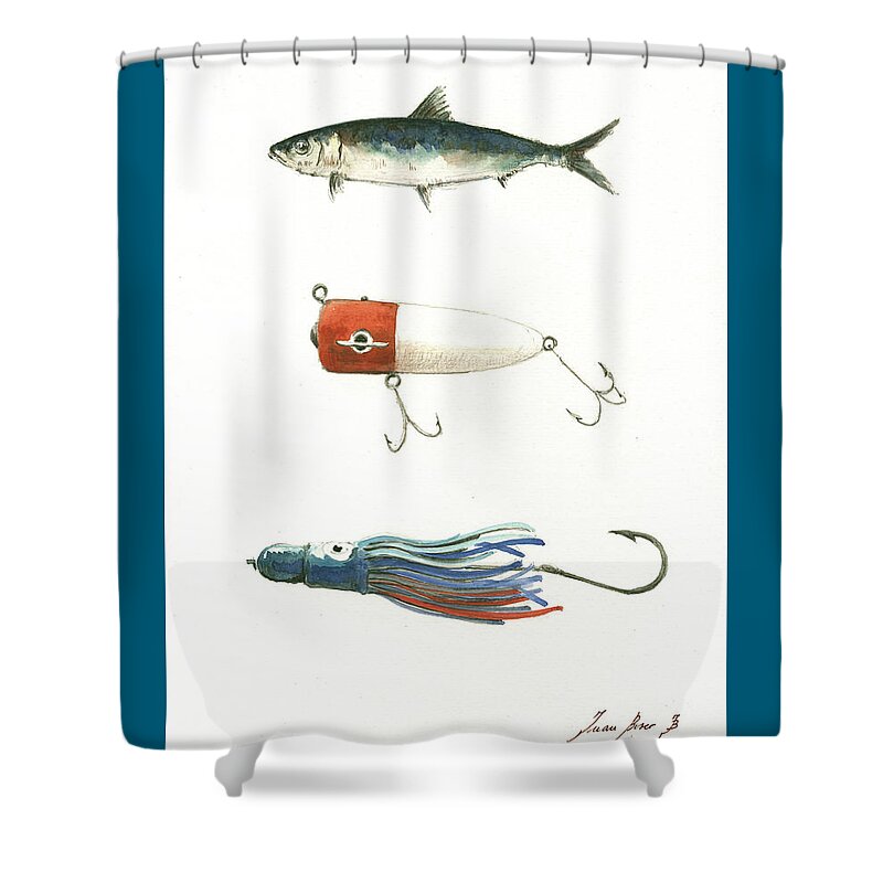 Fishing lures Shower Curtain by Juan Bosco - Pixels Merch