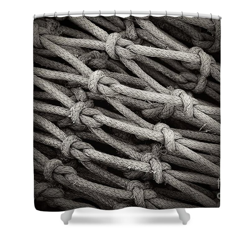 Rope Shower Curtain featuring the photograph Fishing Nets by Clare Bevan