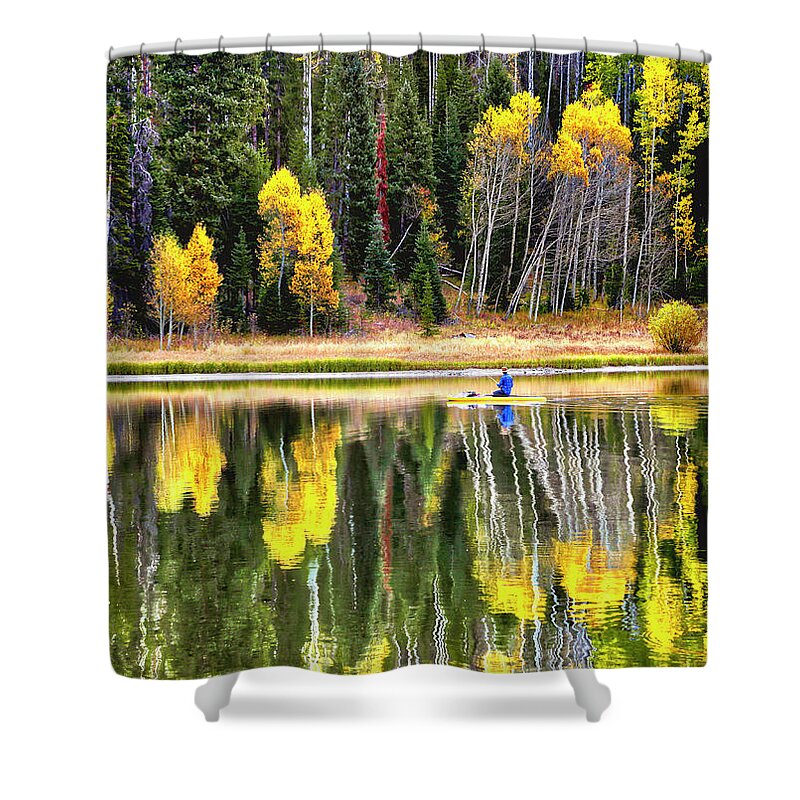 Landscape Shower Curtain featuring the photograph Fishing On Dream Lake Colorado by James Steele