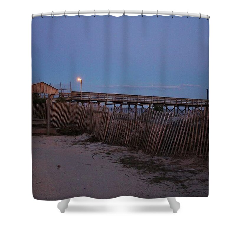Local Shower Curtain featuring the photograph Fishing Pier At Night by Cynthia Guinn