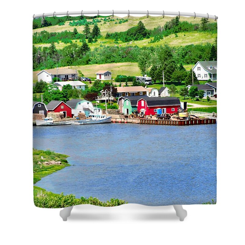 Water Shower Curtain featuring the photograph Fishing Village in PEI by Stephanie Moore