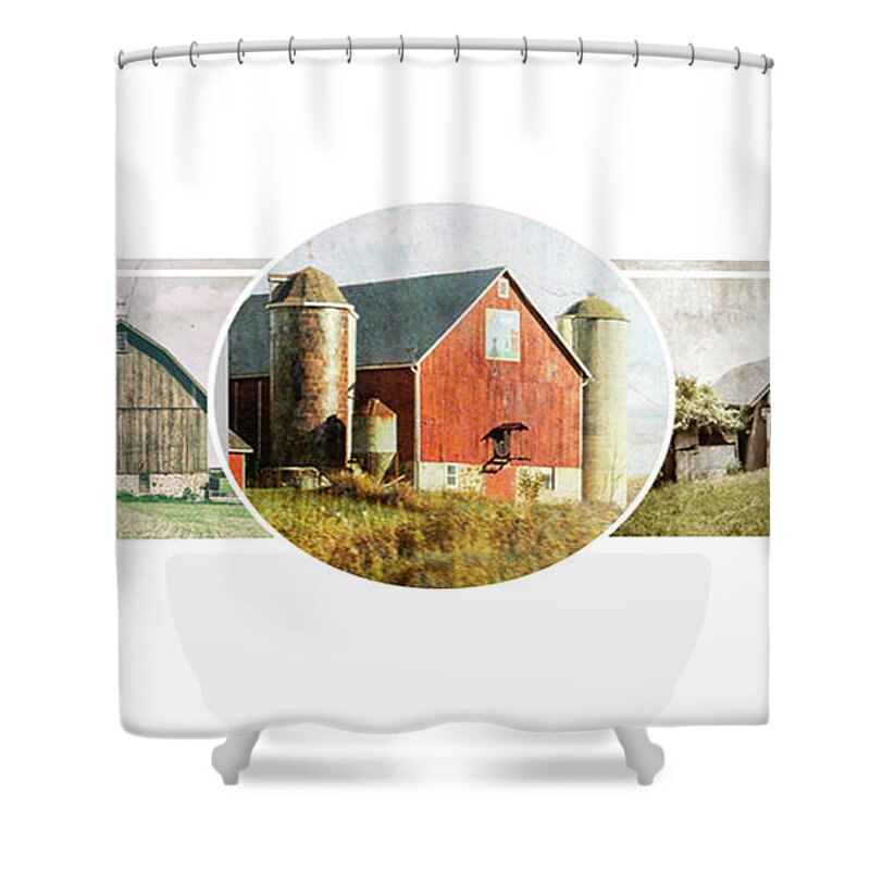 Barn Shower Curtain featuring the photograph Distressed Barn collage by Nikki Vig