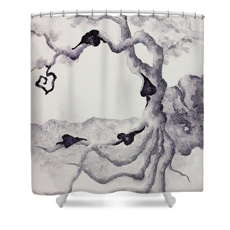 Five Of Spades Shower Curtain featuring the painting Five of Spades by Srishti Wilhelm