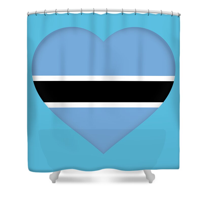  Batswana Shower Curtain featuring the digital art Flag of Botswana Heart by Roy Pedersen