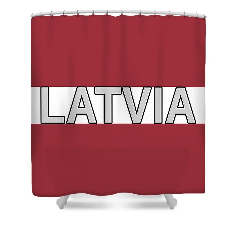 Europe Shower Curtain featuring the digital art Flag of Latvia Word by Roy Pedersen