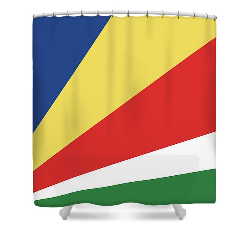 Africa Shower Curtain featuring the digital art Flag of Seychelles by Roy Pedersen