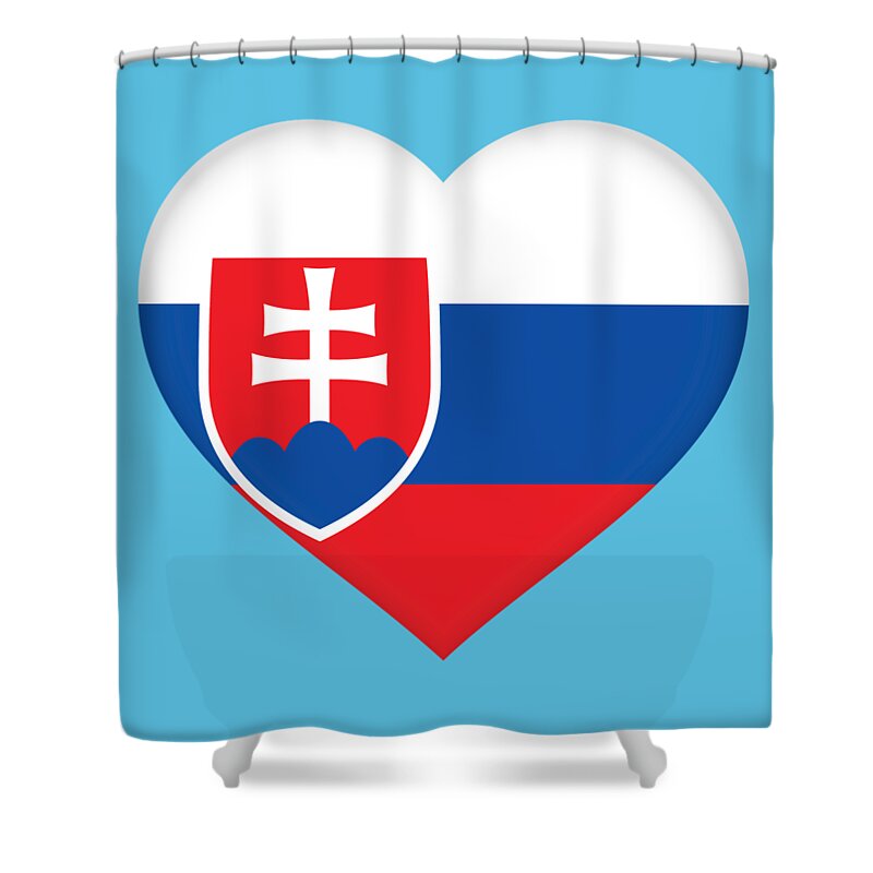 Slovak Shower Curtain featuring the digital art Flag of Slovakia Heart by Roy Pedersen