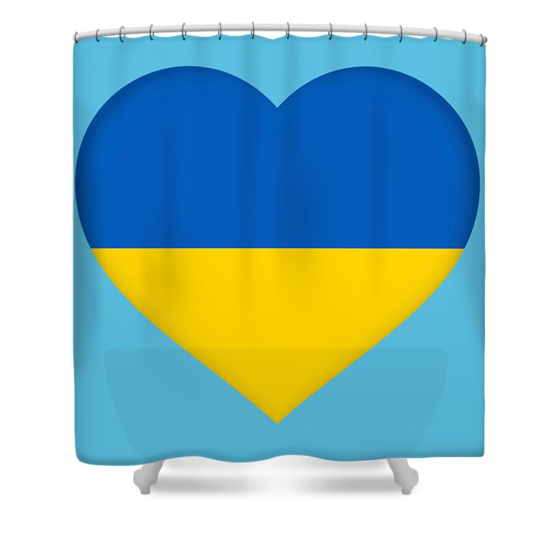 Ukraine Shower Curtain featuring the digital art Flag of the Ukraine Heart by Roy Pedersen
