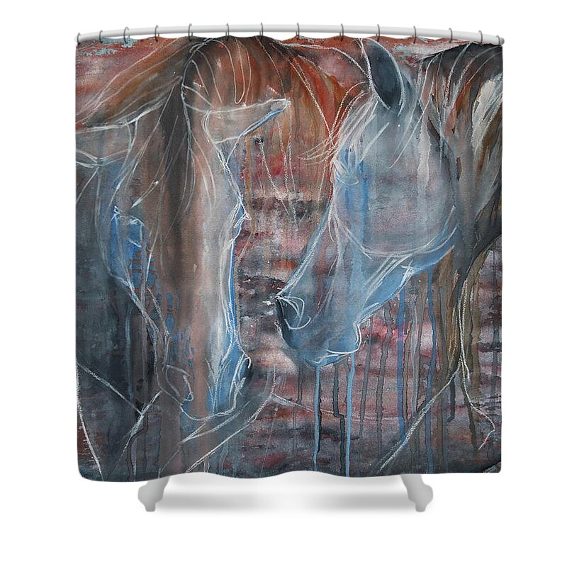 Horses Shower Curtain featuring the painting Flamenco by Jani Freimann