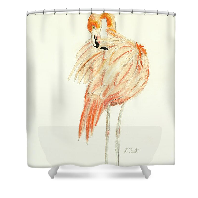 Flamingo Shower Curtain featuring the painting Flamingo by Laurel Best
