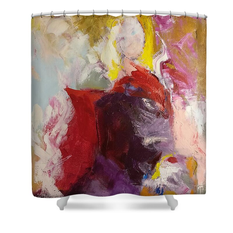 Abstract Shower Curtain featuring the painting Flash by Nicolas Bouteneff
