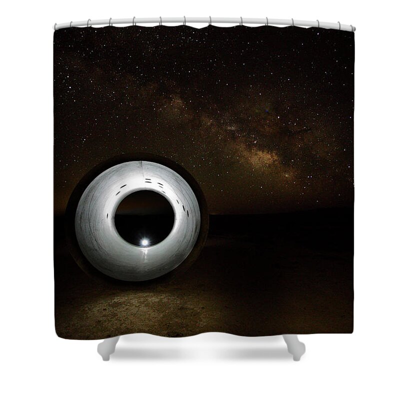 Bonneville Basin Shower Curtain featuring the photograph Flash Under the Milkyway by David Andersen