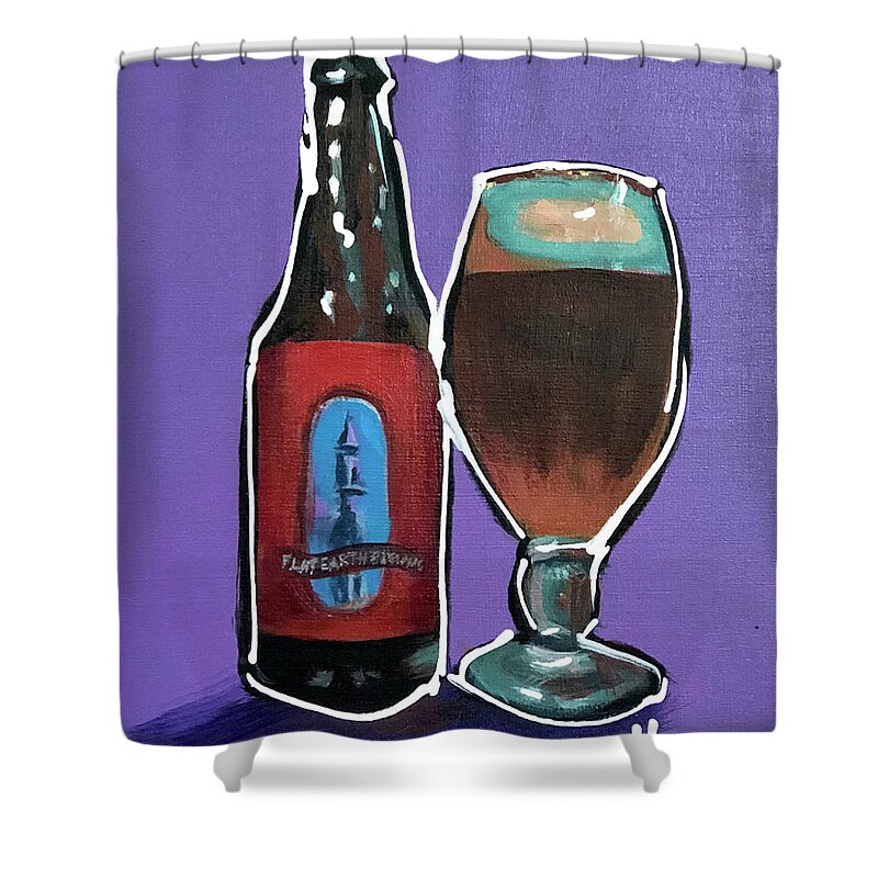 Flat Earth Shower Curtain featuring the painting Flat Earth by Laura Toth