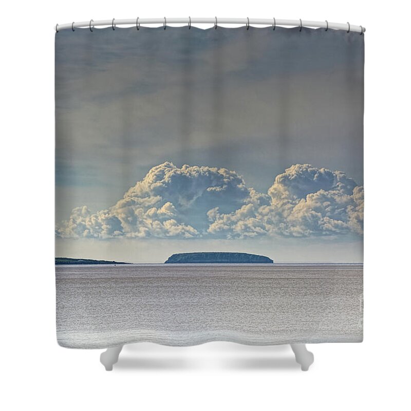 Flat Holm Shower Curtain featuring the photograph Flat Holm And Steep Holm by Steve Purnell