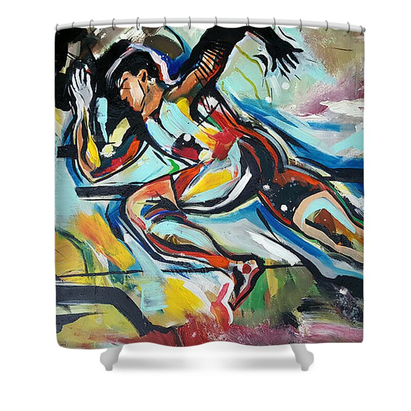 Running Shower Curtain featuring the painting Flat Run by John Gholson
