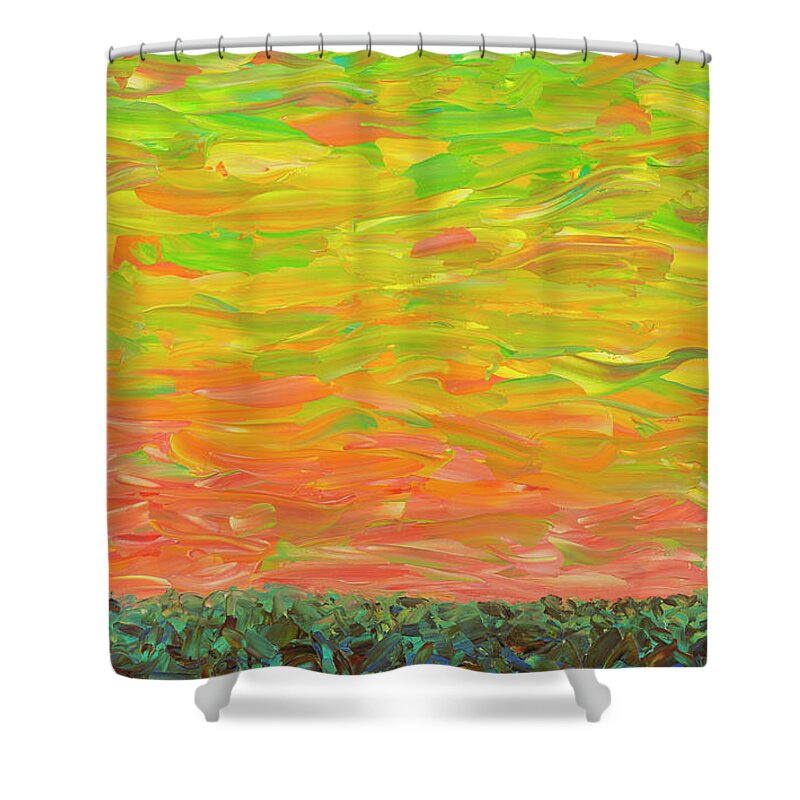 Landscape Shower Curtain featuring the painting Flatland - Sunset looking West by James W Johnson