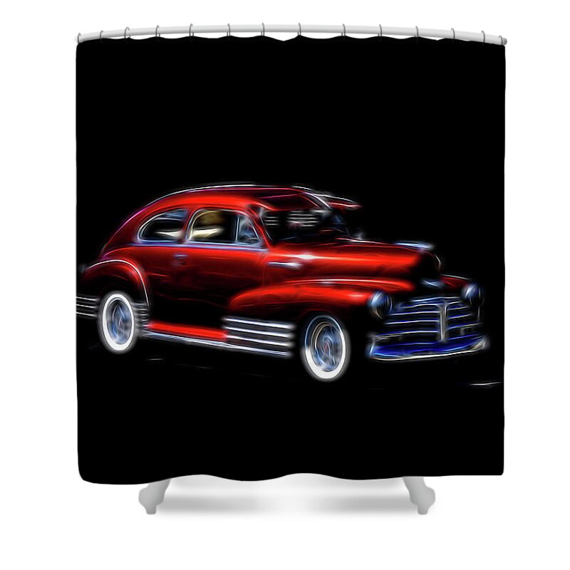 Car Shower Curtain featuring the photograph Fleetline Chevrolet RED by Cathy Anderson