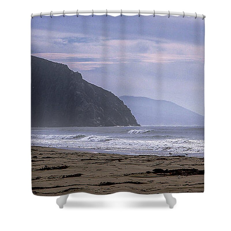 Horse Shower Curtain featuring the photograph Flight from Morro Bay by Jeff Kurtz