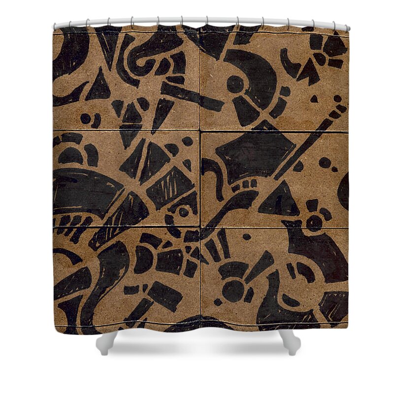 Pattern Shower Curtain featuring the drawing Flipside 1 Panel E by Joseph A Langley