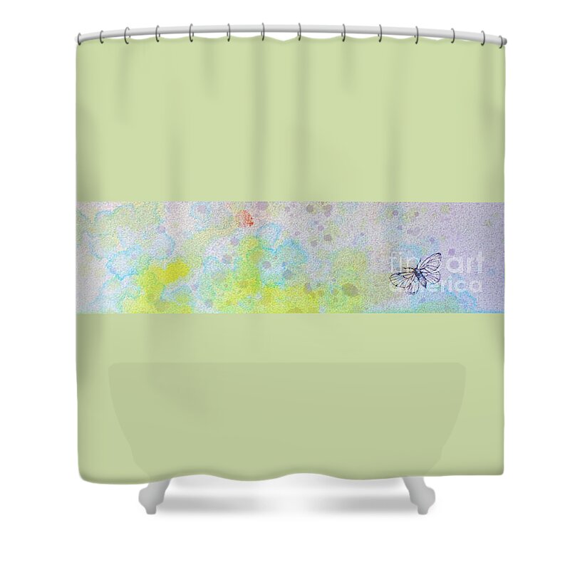 Art Of Brush Shower Curtain featuring the painting Floating 12030008FY by Fumiyo Yoshikawa