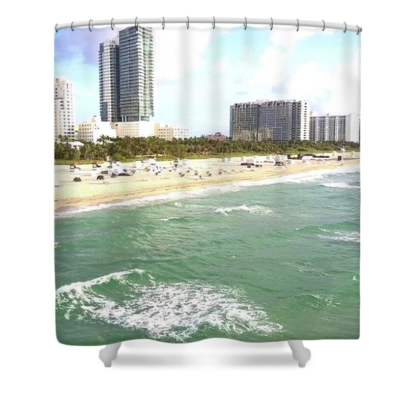 South Beach Shower Curtain featuring the photograph Floating by Michael Albright