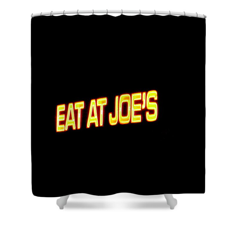 Floating Shower Curtain featuring the photograph Floating Neon - Eat At Joes by Deborah Crew-Johnson