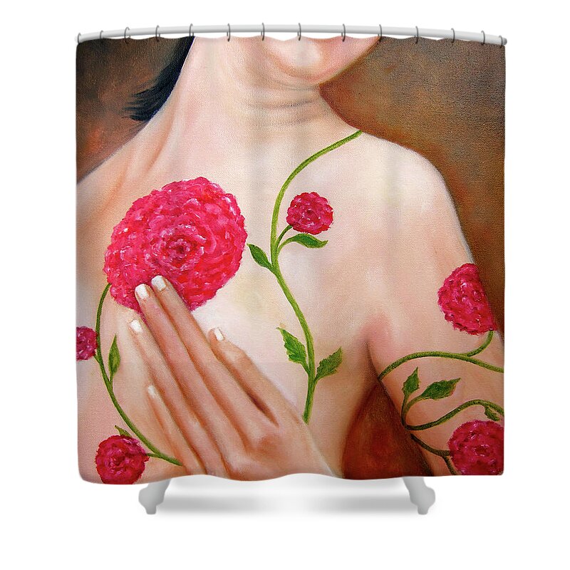 Female Paintings Shower Curtain featuring the painting Floral Beauty by Leonardo Ruggieri