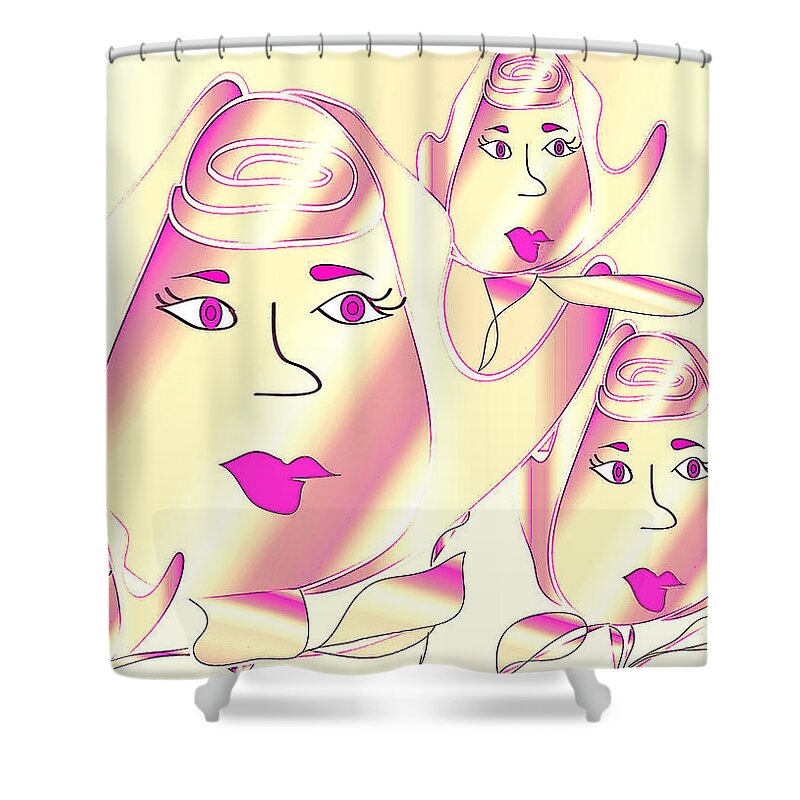 Illustration Shower Curtain featuring the digital art Floral Family #2 by Iris Gelbart