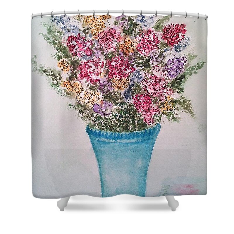 Floral Shower Curtain featuring the painting Floral Inked by Susan Nielsen