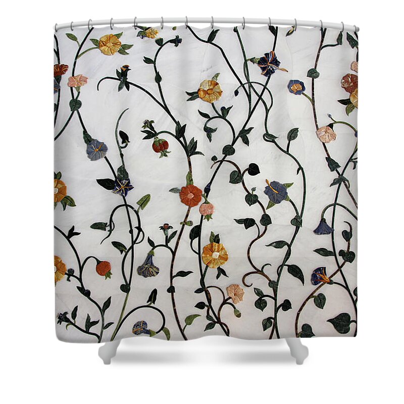 Floral Satin Shower Curtain featuring the drawing Floral Satin by Tylissa Lewis