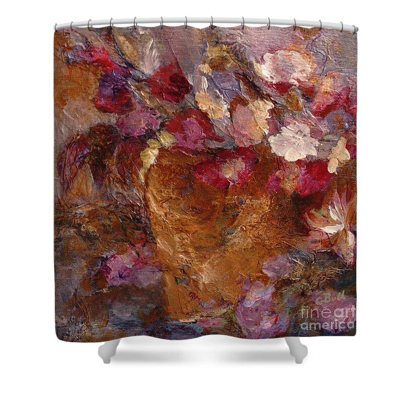Floral Shower Curtain featuring the painting Floral Still Life Pinks by Claire Bull