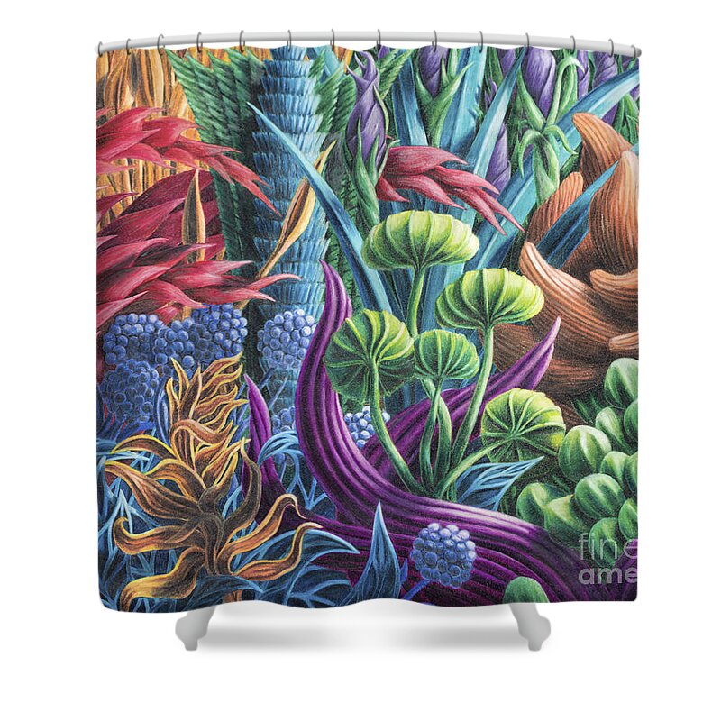 Fine Art Shower Curtain featuring the drawing Floral Whirl by Scott Brennan