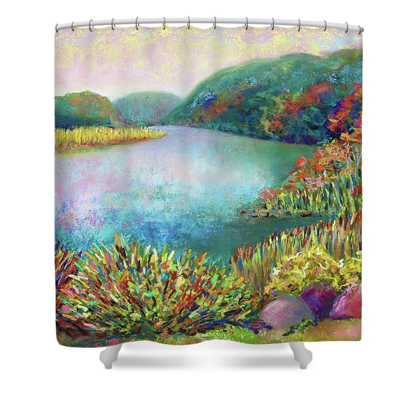 Abstract Shower Curtain featuring the painting Florence Griswold View by Polly Castor