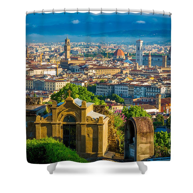 Arno Shower Curtain featuring the photograph Florentine Vista by Inge Johnsson