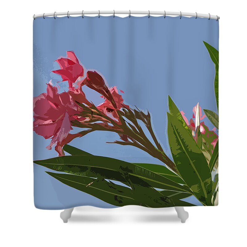 Oleander Shower Curtain featuring the painting Florida Pink Oleander by Allan Hughes