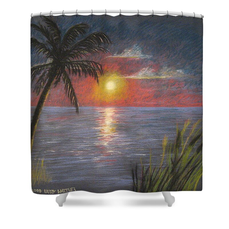Sunset Shower Curtain featuring the pastel Florida Sunset by Larry Whitler