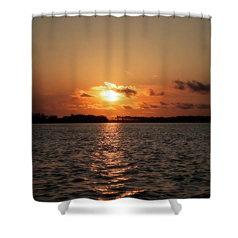 Sunsets Shower Curtain featuring the photograph Florida Sunset St Andrews Bay by Debra Forand