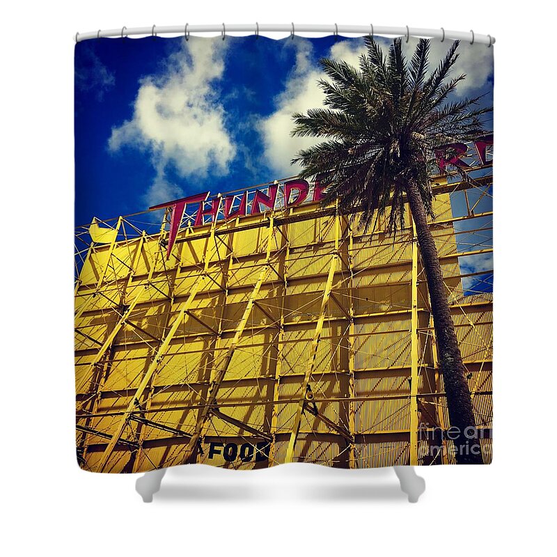 Drive In Shower Curtain featuring the photograph Florida Thunderbird Drive In by Suzanne Lorenz