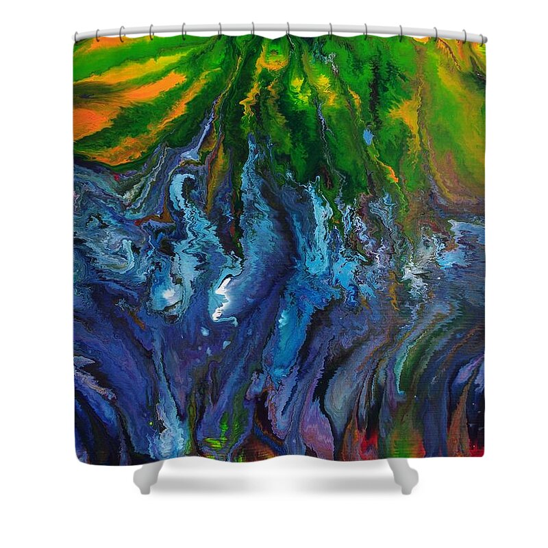 Zigzags Shower Curtain featuring the painting Flow by Lori Kingston