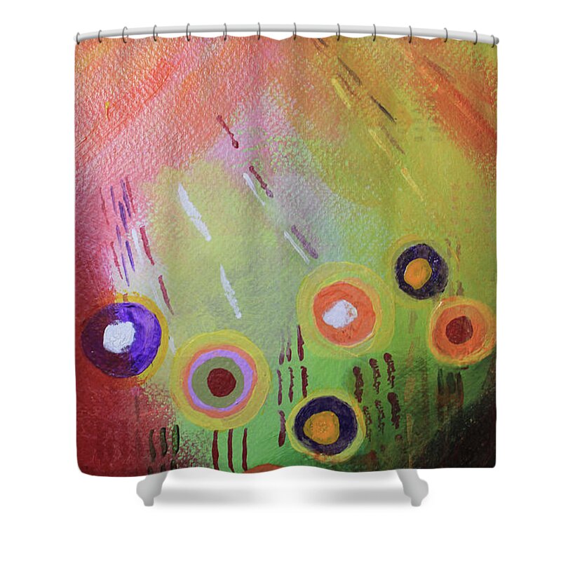 Flower Shower Curtain featuring the mixed media Flower 1 Abstract by April Burton