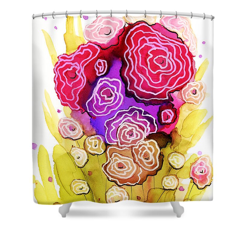 Flower Shower Curtain featuring the painting Flower 5 by Lucie Dumas