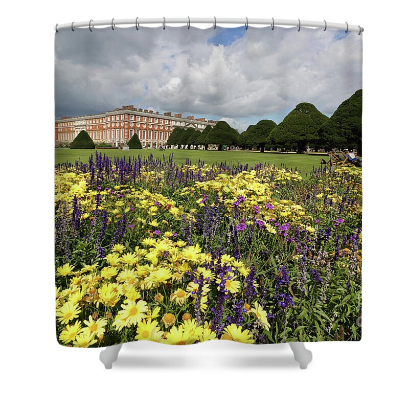 Formal Garden At Hampton Court Palace Shower Curtain featuring the photograph Flower bed Hampton Court Palace by Julia Gavin